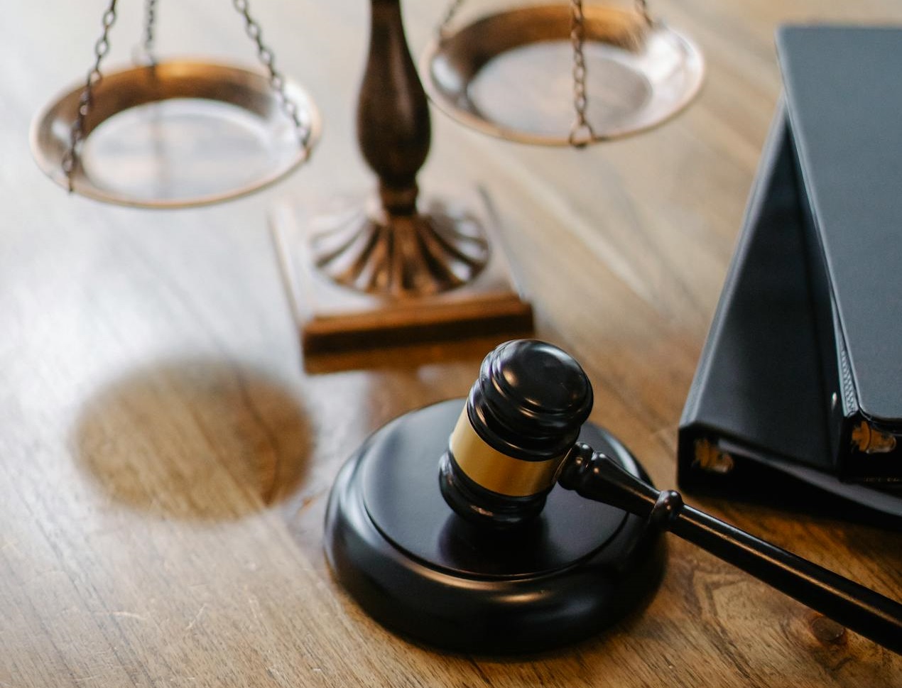Judgement scale and gavel in judge office