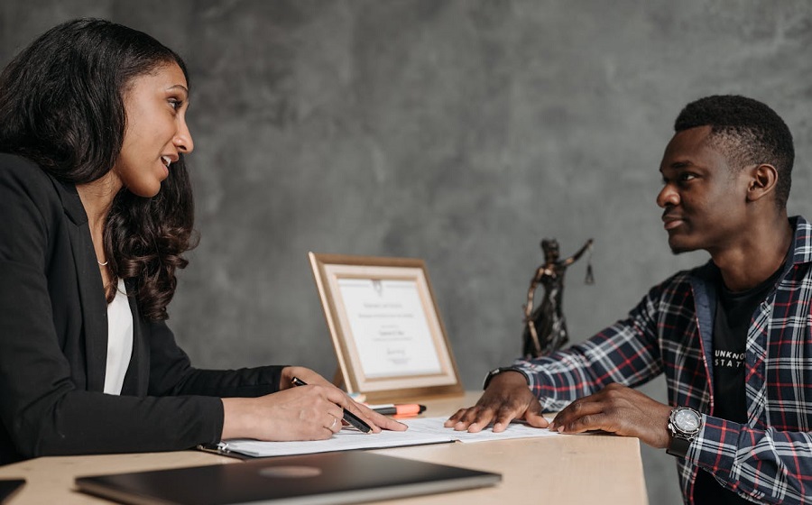Female Lawyer and a Client having a Discussion
