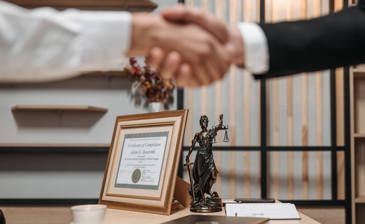 hand shaking with solicitor