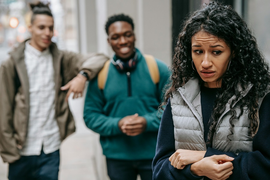 Woman subjected to street harassment in the UK